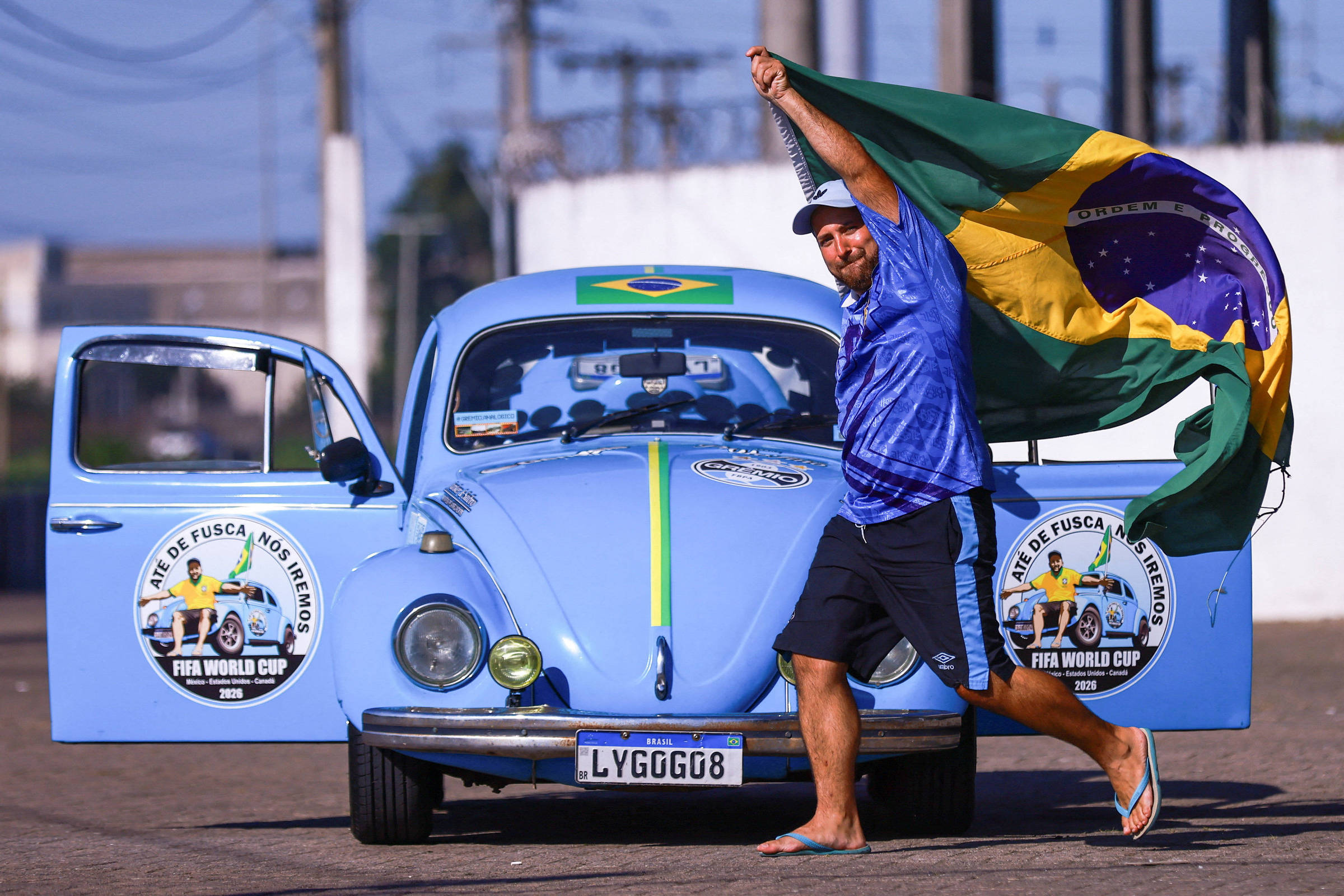 Gremista vai de fusca até os EUA para ver o