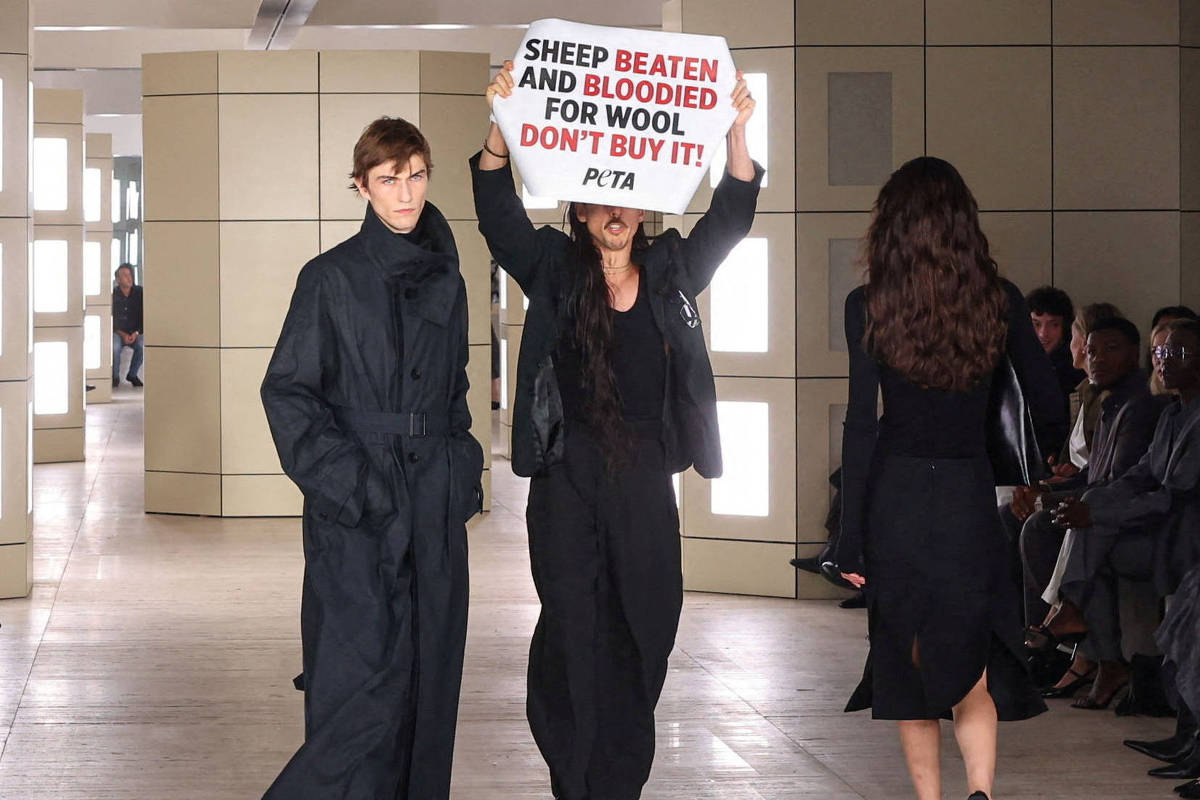 Peta interrompe desfiles em protestos contra uso de lã